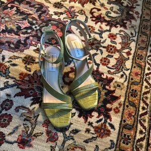 ANTONIO MELANI Green Croc-Embossed Heels